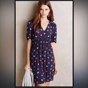 HD In Paris Anthropologie Felicity Floral Crepe Flare Abstract Print Dress 2